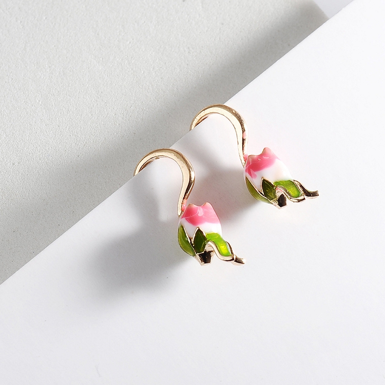 Spring/summer new earrings: French vintage tulip earrings with green energy girl sweet floral earrings ?